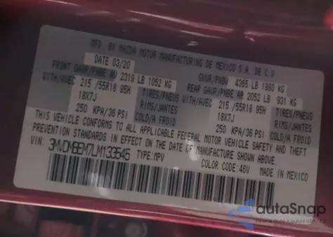 2020 Mazda Cx-30 Premium Package from USA, damaged, VIN 3MVDMBEM7LM133545